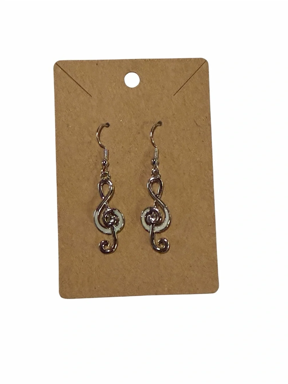 Silver Treble Clef Dangle Earrings - Women Jewelry